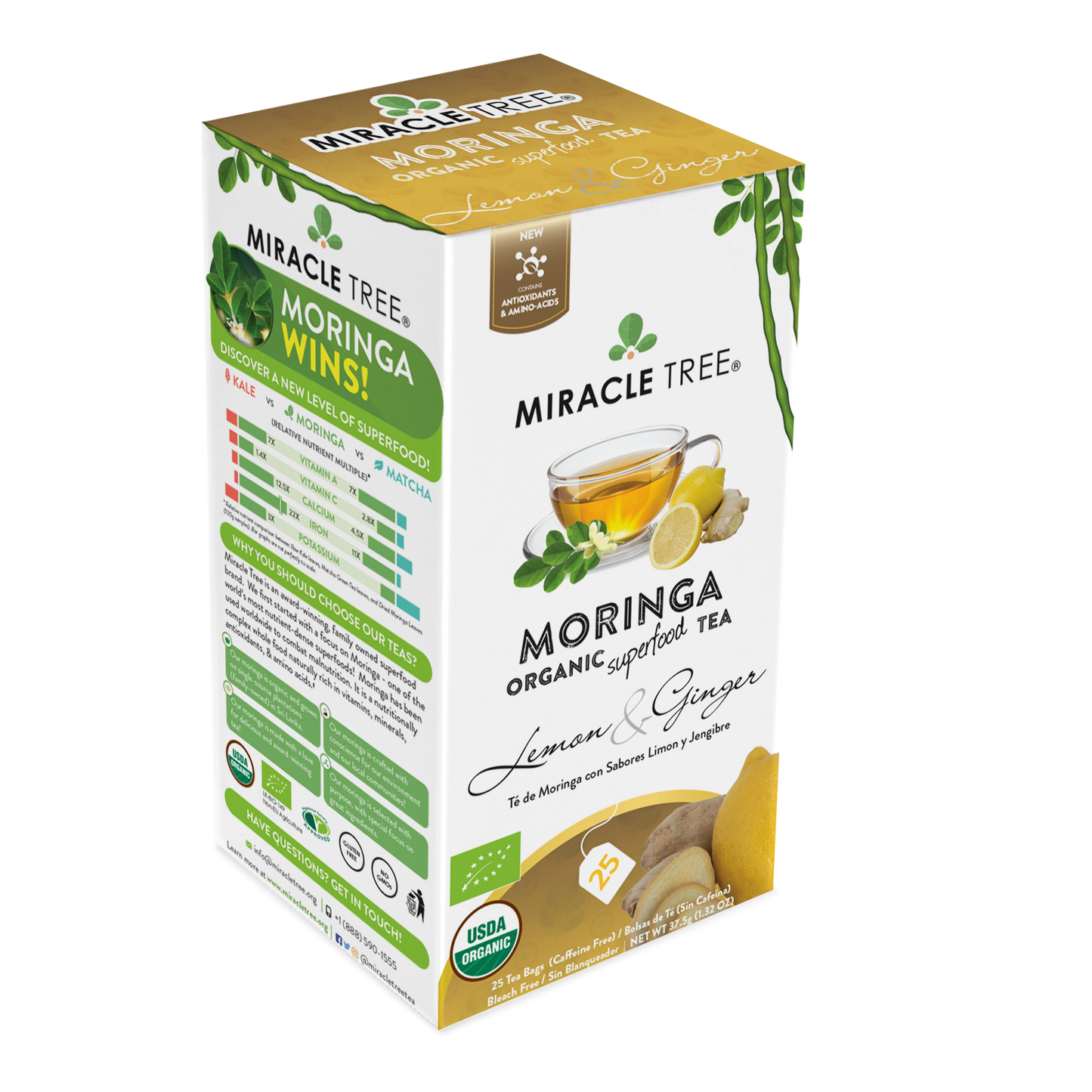 Miracle Tree's Organic Moringa Tea, Lemon & Ginger