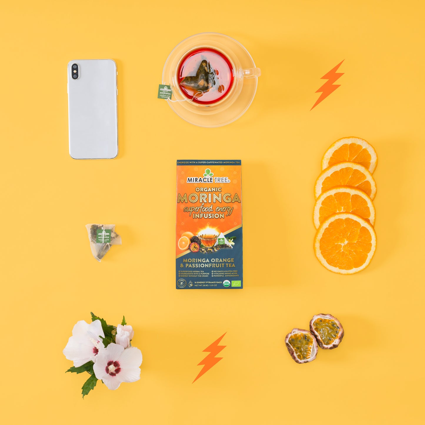 Miracle Tree's Moringa Energy Tea, Orange Passionfruit