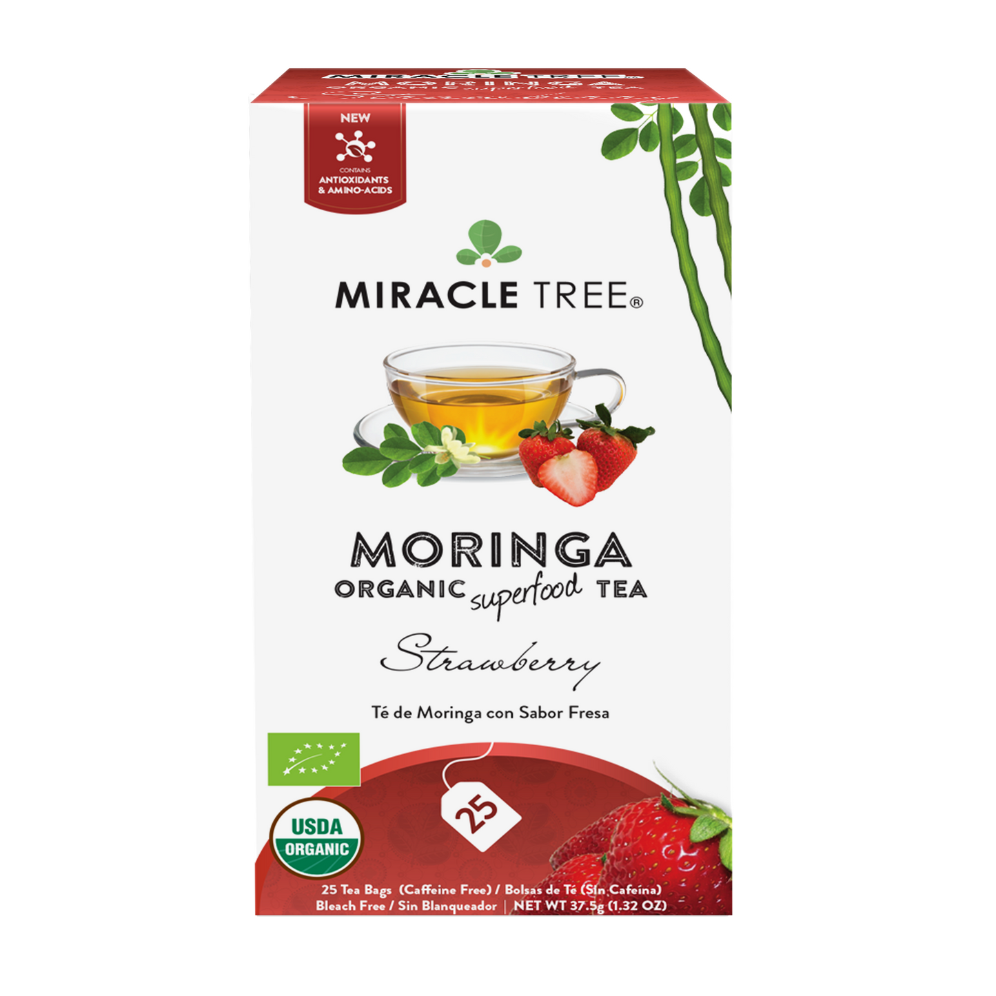 Miracle Tree's Organic Moringa Tea, Strawberry