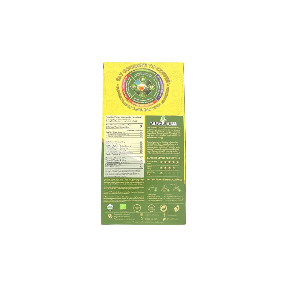 Miracle Tree's Moringa Energy Tea, Ginger Lemon