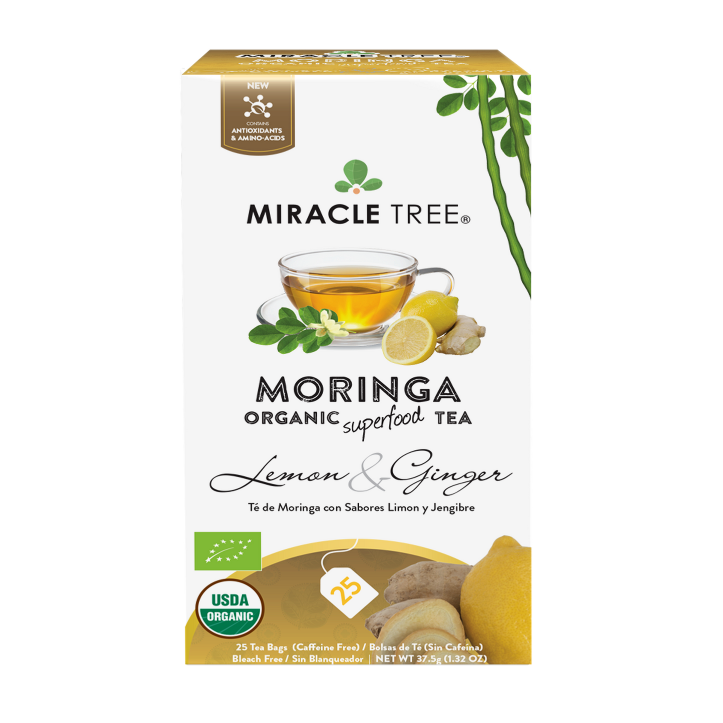 Miracle Tree's Organic Moringa Tea, Lemon & Ginger