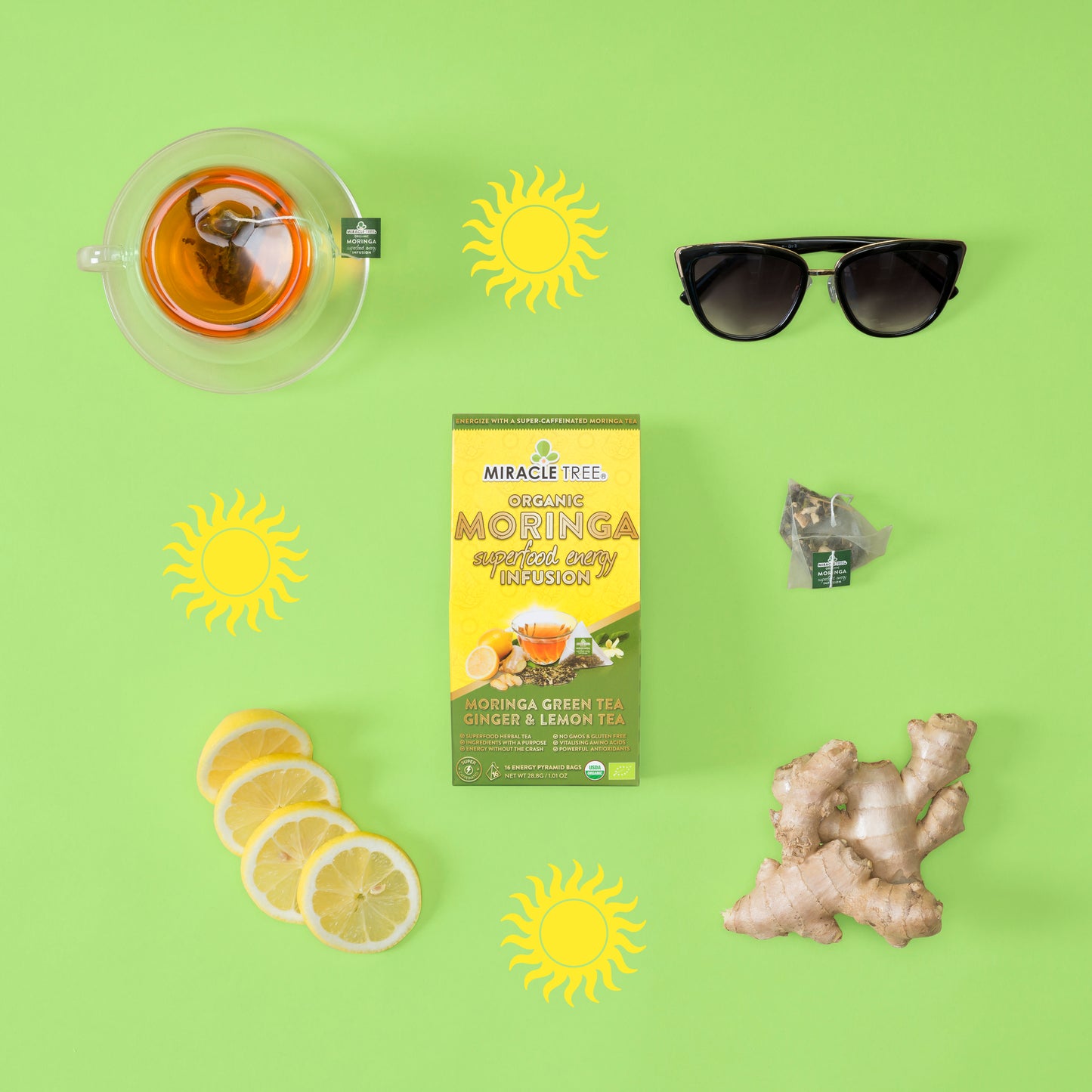 Miracle Tree's Moringa Energy Tea, Ginger Lemon