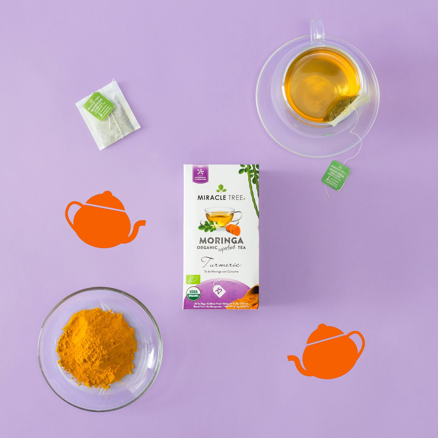 Té de moringa orgánico Miracle Tree, cúrcuma