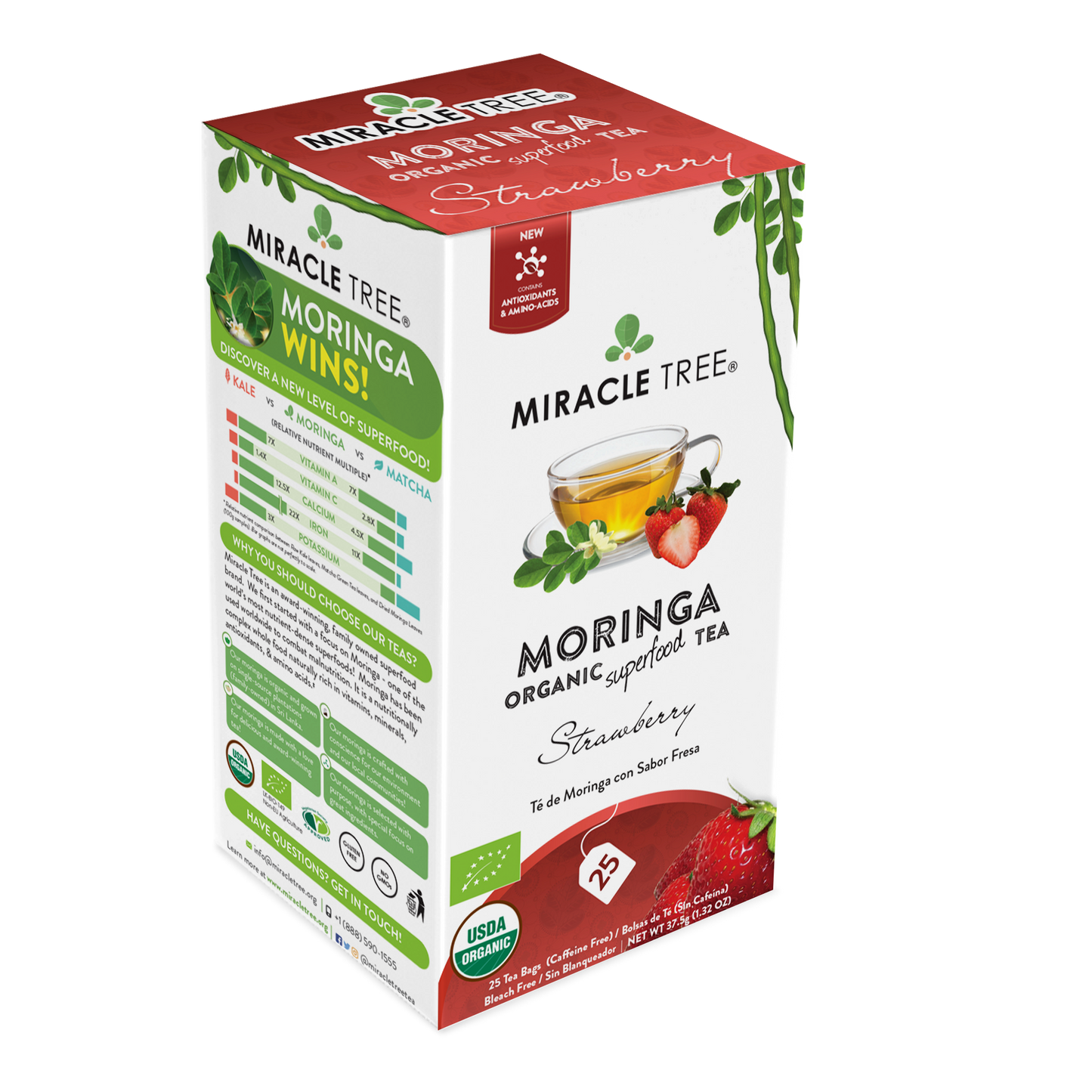 Miracle Tree's Organic Moringa Tea, Strawberry